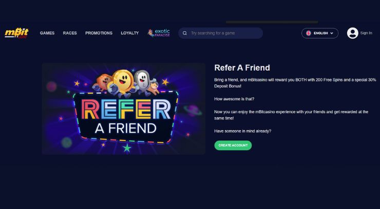 mBit Casino refer a friend bonus
