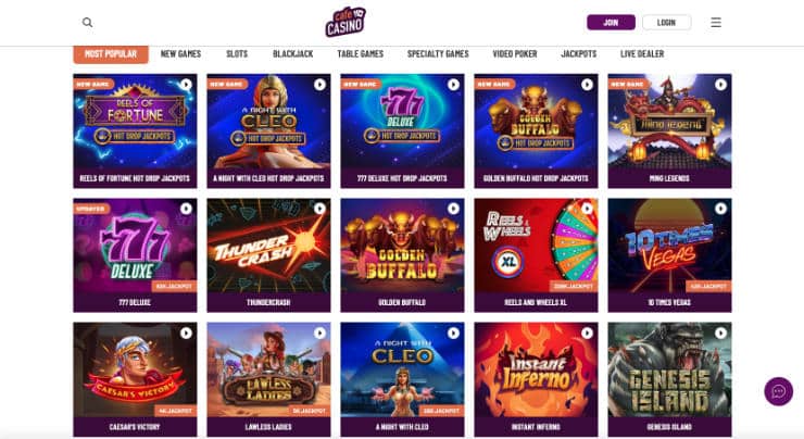 Popular Games at Cafe Casino